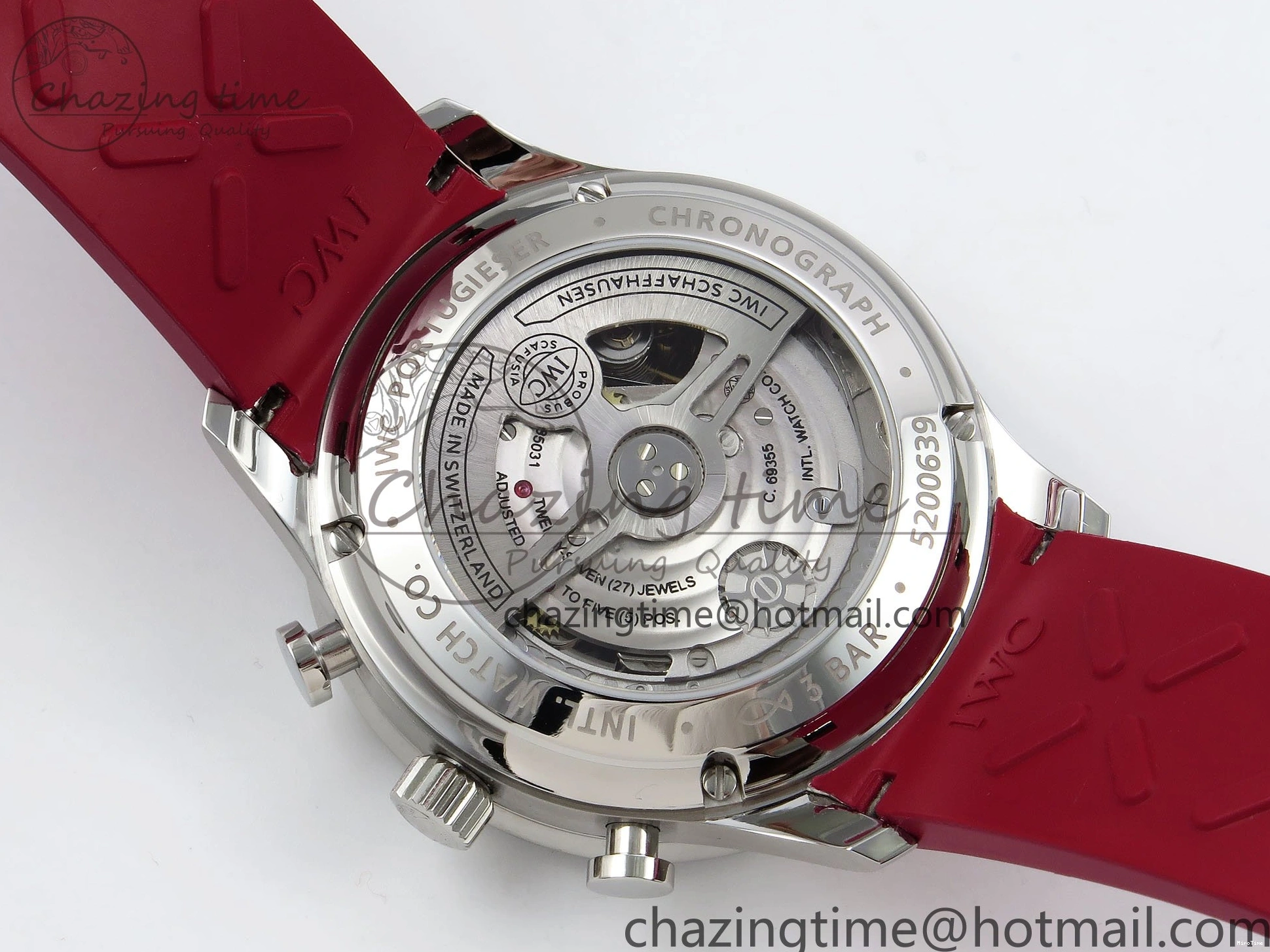 MIROTIME 0301 Reliable Portuguese Chrono IW3716 Z+F 1:1 Best Edition Red Dial on Red Rubber Strap A 7015